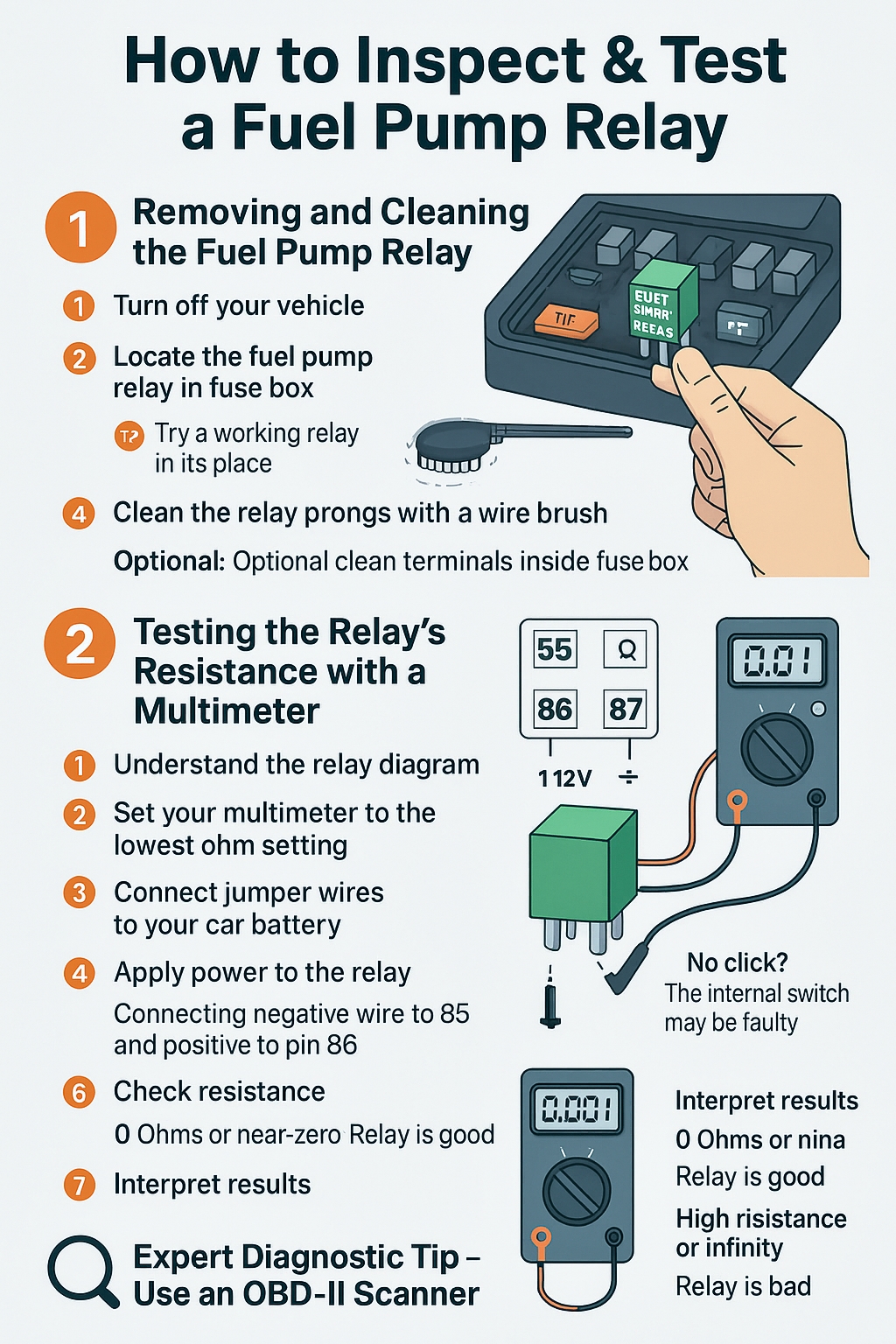 How to inspect and test a fuel pump relay
