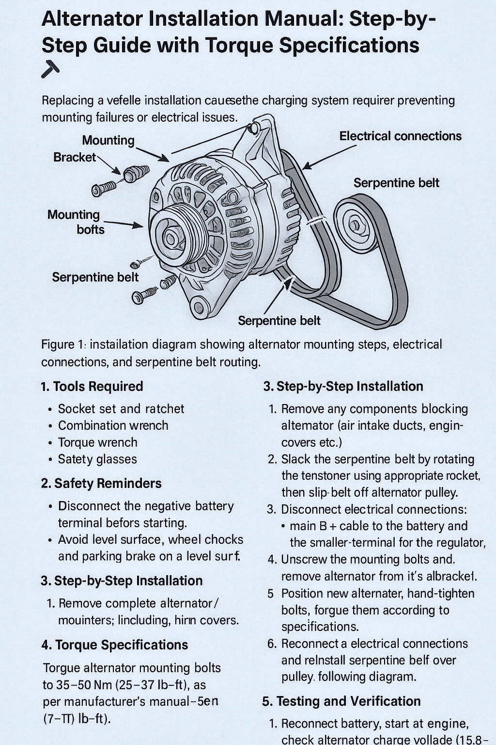 Alternator Installation Manual: Step-by-Step Guide & Torque Specifications