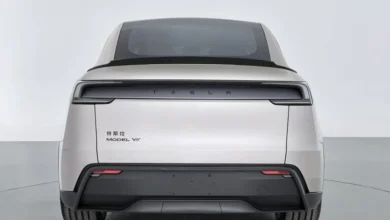 Rear view of a Tesla Model Y variant showcasing its design and branding, relevant to the new variants released in China