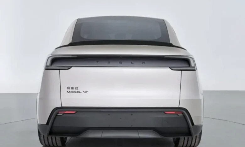 Rear view of a Tesla Model Y variant showcasing its design and branding, relevant to the new variants released in China